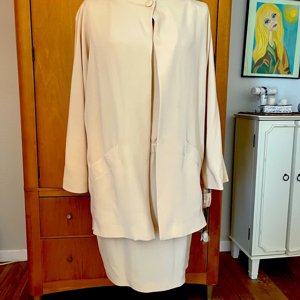 Donna Karen wedding suit vintage crème silk with tags